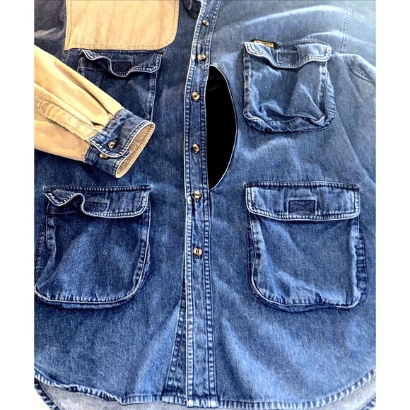 Vintage Remington Hunting Shacket Men's Large Denim with Game Pouch Pockets - Picture 4 of 12